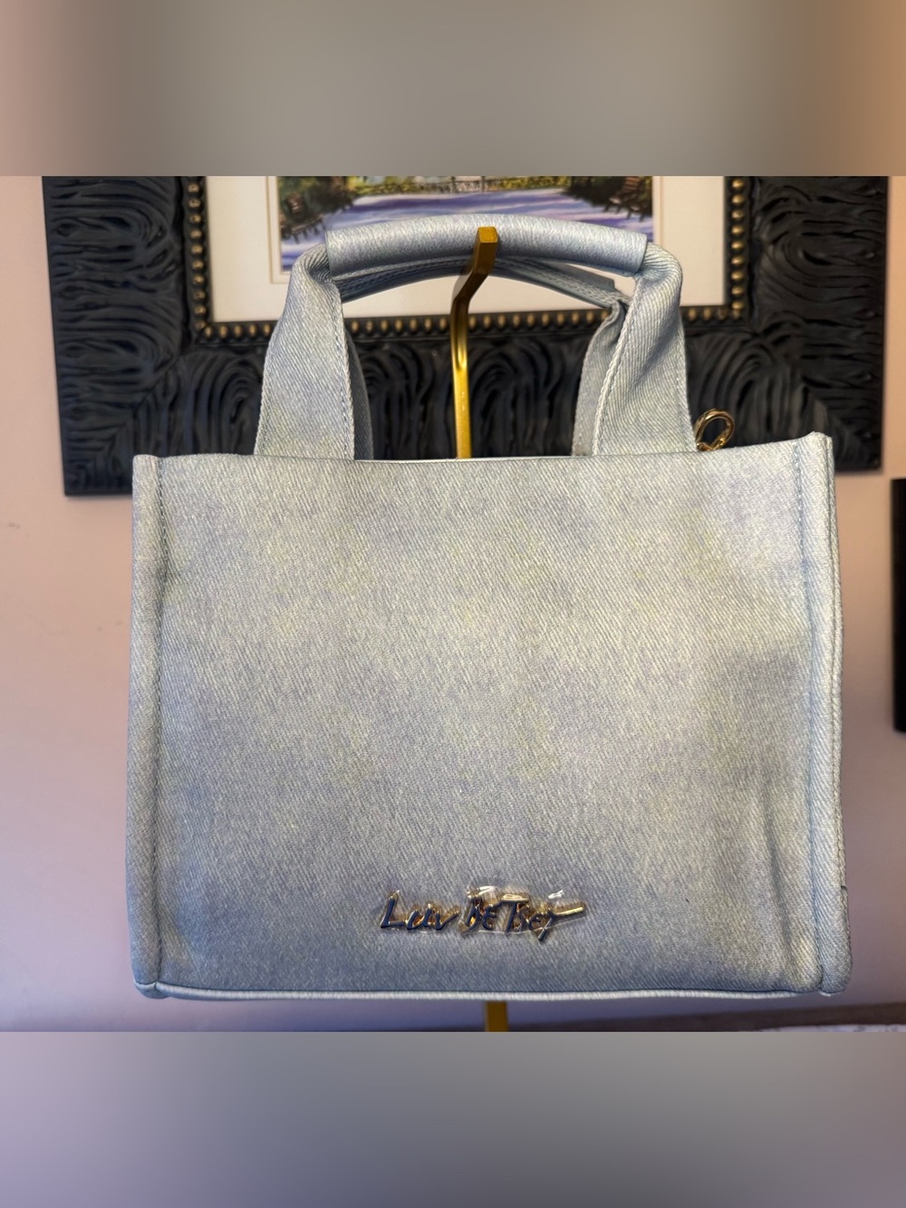 Betsey Johnson Light Blue Denim Mini Tote with Teddy Charm - Picture 5 of 12